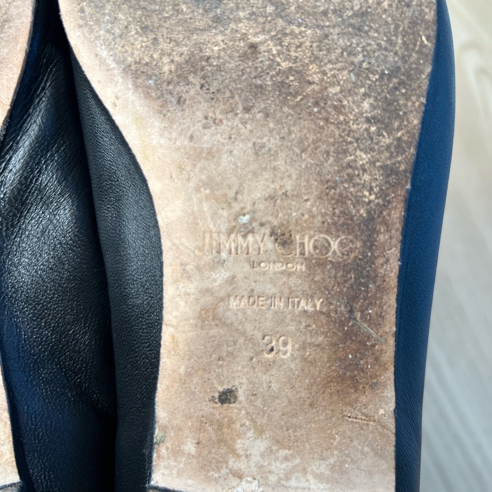 Jimmy Choo Black Leather Ballet Flats - Picture 8 of 9